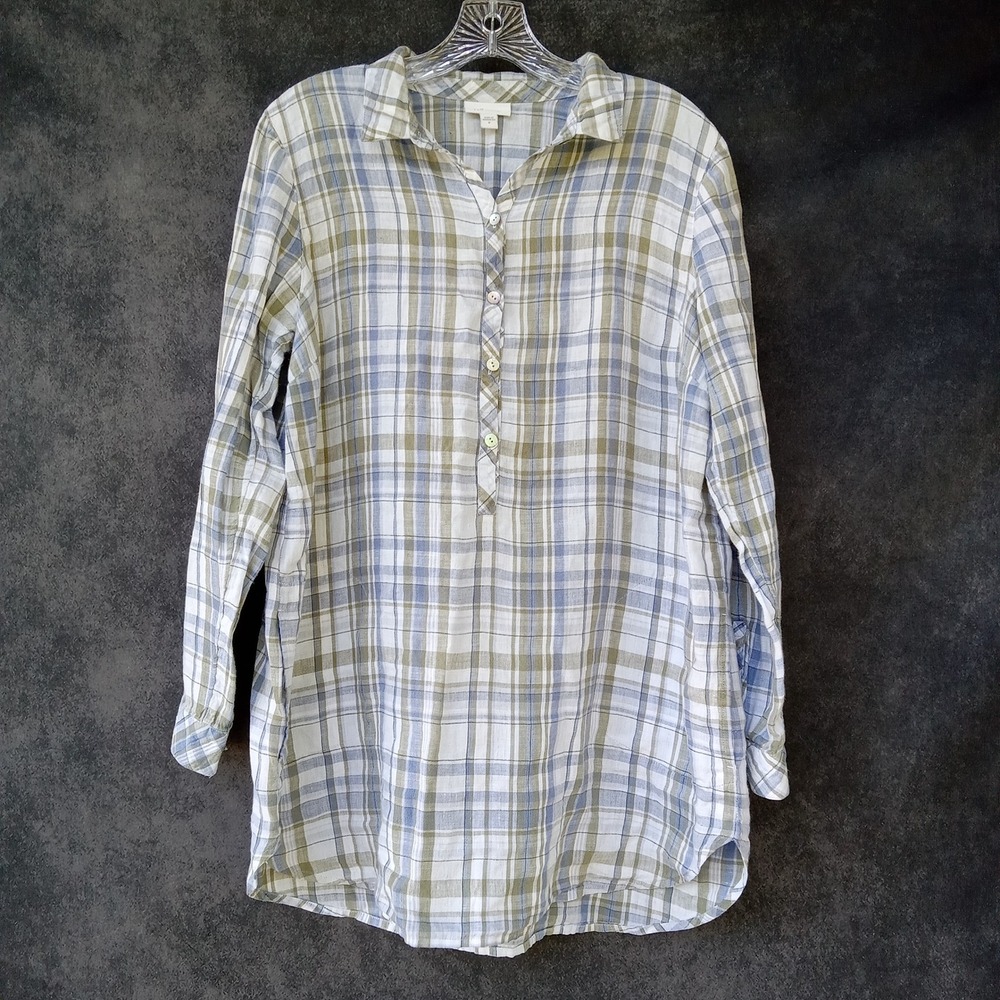 J. Jill Love Linen Plaid Coastal Grandma Nautical Resortwear Womens Size M